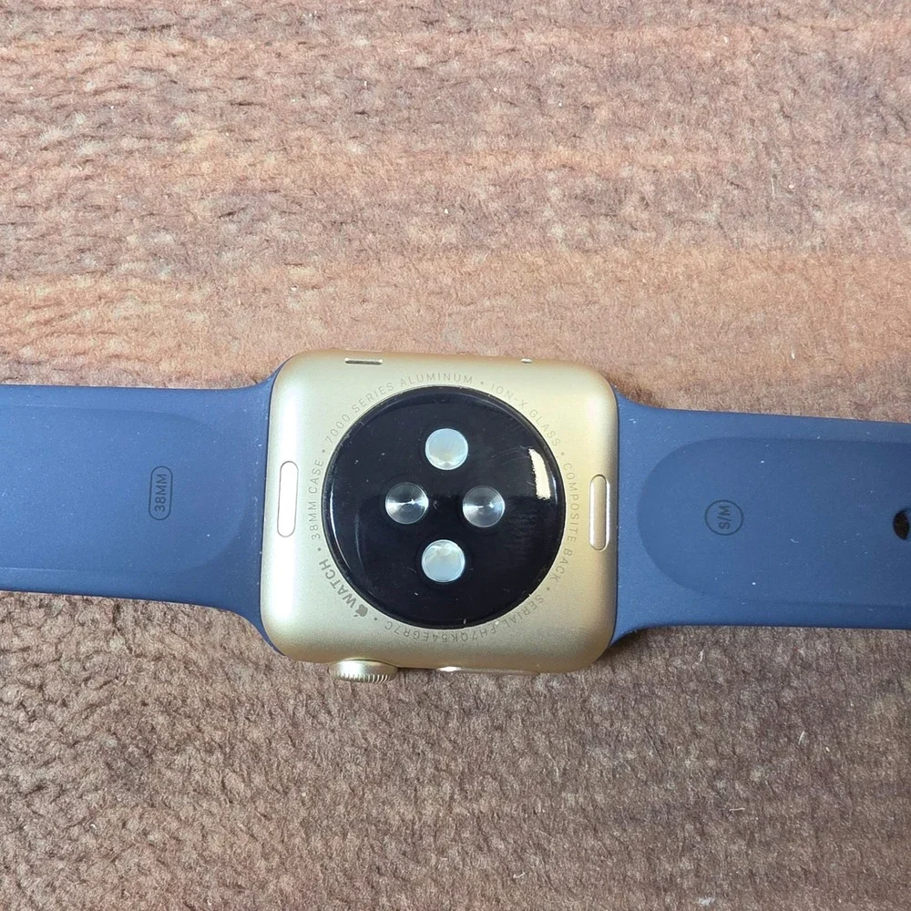 Apple Watch Sport 1st Gen 38mm Gold Aluminum Midnight Blue Excellent 7000 Series